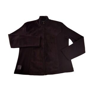 Lauren Ralph Lauren Full Zip Jacket Faux Suede Equestrian Brown Womens P/M VTG